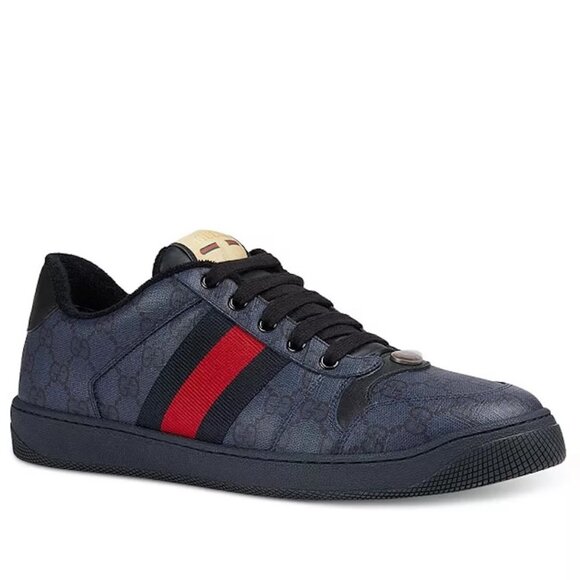 GUCCI Mens Screener GG Logo Lace Up Low Top Leather Canvas Sneakers Shoes main image 13